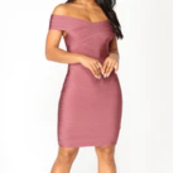 Pink Off Shoulder Cocktail Dress - Picture 4 of 6